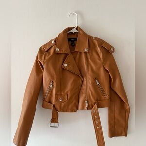 Brown Belted Leather Jacket